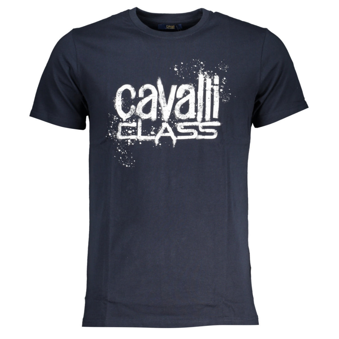 Cavalli Class Paint Splatter Logo Navy Blue T-Shirt l